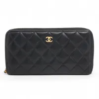 良品✨シャネル マトラッセ ラムスキン ラウンドジップウォレット ブラック シャネル マトラッセ ラムスキン ラウンドジップウォレット ブラック