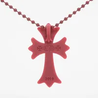 Chrome Hearts Small CH cross Necklace Rubber 8.8g Bordeaux Comes