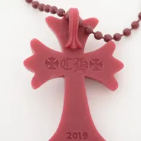 Chrome Hearts Small CH cross Necklace Rubber 8.8g Bordeaux Comes