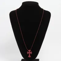Chrome Hearts Small CH cross Necklace Rubber 8.8g Bordeaux Comes