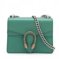 グッチ ディオニュソス レザー チェーンショルダーバッグ グリーン