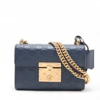 ぐっち様　2本セット グッチ グッチシマ レザー チェーンショルダーバッグ ネイビー 409487