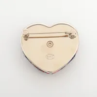 シャネル ココマーク ハート B22K ブローチ ツイード ネイビー×レッド
