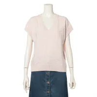 エルメス 22SS ウール×ナイロン 半袖ニット 34 レディース ピンク