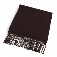 エルメス ロゴ マフラー カシミヤ ブラウン×ネイビー A4165310｜中古