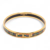 エルメス エマイユPM バングル GP ゴールド×グリーン A4166290｜中古