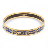 エルメス エマイユPM バングル GP ブルー×ブラック A4166291｜中古