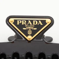 プラダ 1IF103 トライアングルロゴ ヘアクリップ メタル ブラック