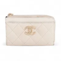 シャネル マトラッセ キャビアスキン コインケース ホワイト ゴールド