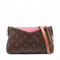 ヴィトン モノグラムxレザー パラスクラッチ M44037 ブラウンxピンク