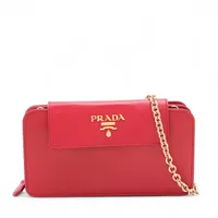 プラダ サフィアーノ レザー チェーンショルダーバッグ レッド