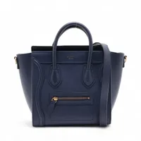 セリーヌ ラゲージ ナノショッパー レザー 2WAYハンドバッグ ブルー