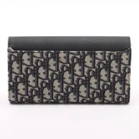 Dior Oblique Saddle Canvas & Leather Long Wallet navy x black | eBay