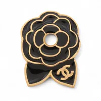 シャネル ココマーク カメリア 02A ピンブローチ GP ブラック×ゴールド