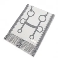 エルメス シェーヌダンクル マフラー カシミヤ グレー ケーブルニット