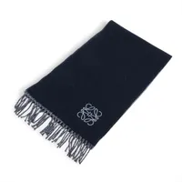 ロエベ アナグラム マフラー ウール×カシミヤ ネイビー A4169901｜中古