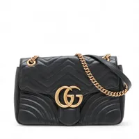 グッチ GGマーモント レザー チェーンショルダーバッグ ブラック