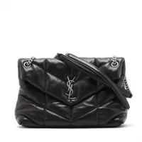 サンローランパリ パファー デニム×レザー チェーンショルダーバッグ