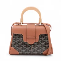 ゴヤール サンルイジュニア PVC×レザー ハンドバッグ ブラック