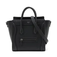 [超極美品] セリーヌ ハンドバッグ ラゲージ ナノショッパー　2way セリーヌ ラゲージ ナノショッパー レザー 2WAYハンドバッグ ブラック