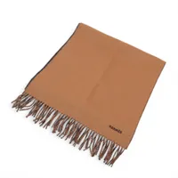 美品 エルメス ロゴ ダブルフェイス カシミヤ マフラー ブラウン ネイビー HERMES*ロゴ入ストール カシミヤ100％ダブルフェイスバイカラー