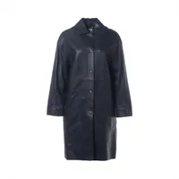 エルメス メドール 21AW レザー コート 34 レディース ネイビー 17