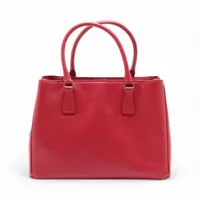 プラダ サフィアーノラクス ガレリア レザー 2WAYハンドバッグ レッド