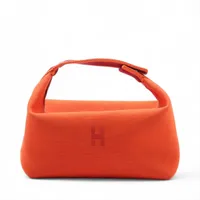 エルメス ブリッド ア ブラックPM キャンバス オレンジ シルバー金具