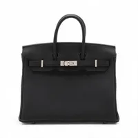 エルメス バーキン25 ボックスカーフ ブラック×カフェ シルバー金具