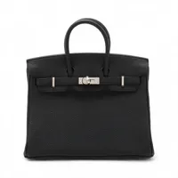 エルメス バーキン25 ボックスカーフ ブラック×カフェ シルバー金具
