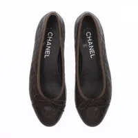CHANEL シャネル ココマーク マトラッセ レザー フラットパンプス シャネル ココマーク レザー フラットパンプス 34 1/2 レディース