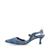 フェンディ コリブリ レザー×ファブリック ストラップパンプス フェンディ コリブリ レザー×ファブリック ストラップパンプス 36.5