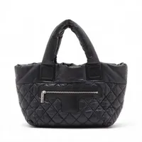 シャネル コココクーン ナイロン トートバッグ ブラック シルバー金具