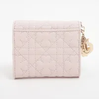 Dior Lady Dior Dahlia Wallet Leather Compact Wallet Pink | eBay