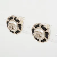 シャネル ココマーク B25K ピアス(両耳用) GP×レザー×フェイクパール
