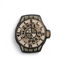 シャネル ココマーク ロゴ D23A ブローチ GP×レジン ベージュ×ゴールド