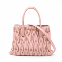 ミュウミュウ マテラッセ レザー 2WAYハンドバッグ ピンク A4180250