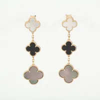 ヴァンクリーフ&アーペル マジックアルハンブラ オニキス シェル イヤリング 750(YG) 17.7g