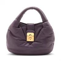 ミュウミュウ マテラッセ ハンドバッグ パープル　編み込みハンドル 2025，本物保証 1円【極上】miumiu ミュウミュウ 2way ハンドバッグ