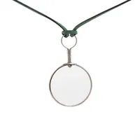 エルメス ルーペネックレス ペンダント レザー×メタル シルバー