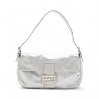 フェンディ マンマバケット レザー ショルダーバッグ シルバー