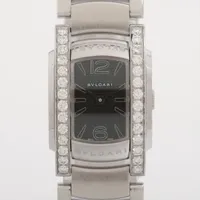 ブルガリ アショーマ ベルト 46/115 レザー×メタル ブラック×シルバー