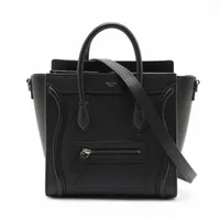 セリーヌ ラゲージ ナノショッパー レザー 2WAYハンドバッグ ブラック