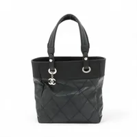 ☆ドリーム荒牧店☆CHANEL シャネル コーティングキャンバス パリビアリッツPM ブラック シャネル パリビアリッツPM コーティングキャンバス トートバッグ