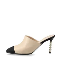 シャネル ココマーク 20C レザー×ファブリック ミュール 35C