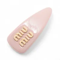 ミュウミュウ ロゴ バレッタ パテントレザー ピンク A4189876｜中古