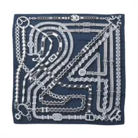 エルメス カレH65 シュヴァルパンク スカーフ カシミヤ×シルク グレー