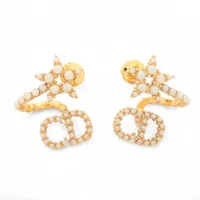 ディオール CDスター ピアス(両耳用) GP×フェイクパール ゴールド