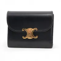 セリーヌ　トリオンフ　スモールフラップウォレット　黒　金　ミニ財布　ケース CELINE（セリーヌ） 【新品】セリーヌ 折り財布 スモール フラップ