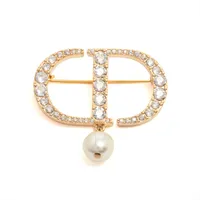 Dior Petit CD プチCD ブローチ GP×ラインストーン ゴールド ディオール Petit CD プチCD ブローチ GP×ラインストーン×フェイク